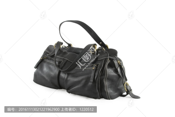 黑色皮革女子包隔離白色
