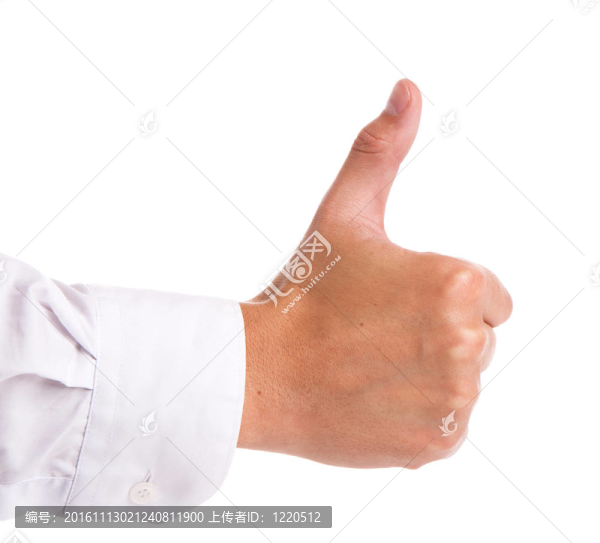 商人的手拇指向上
