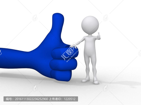 3D小人物手持正面符號3D影像