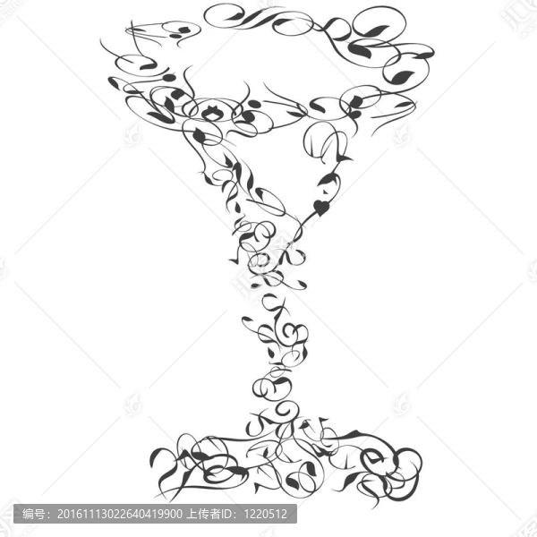 從曲線的風格化的葡萄酒玻璃