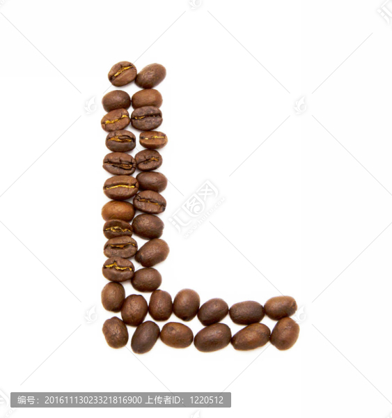 由烤咖啡豆制成的字母L
