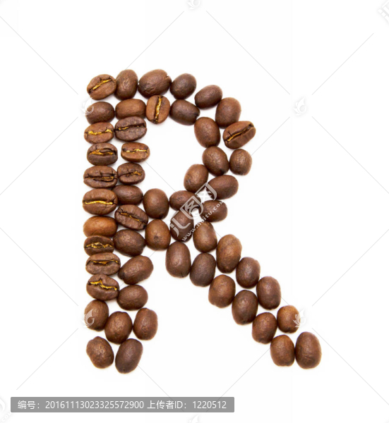 烤咖啡豆制成的字母R