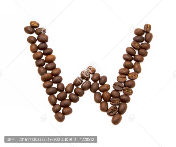 由烤咖啡豆制成的字母W