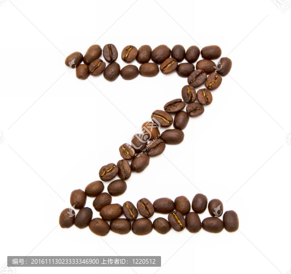 由烤咖啡豆制成的字母Z