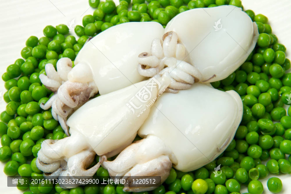 新鮮墨魚豌豆