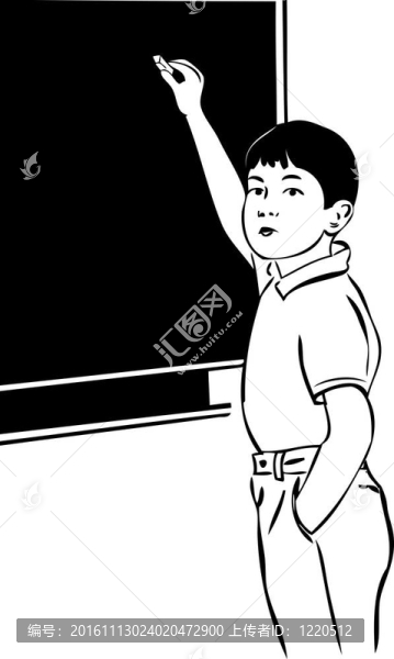 一個用黑板粉筆畫的男孩的素描