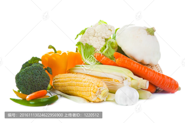 秋天的靜物與黃色，橙色和綠色的顏色上孤立的白色背景
