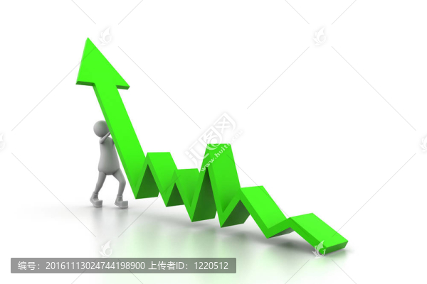 人爬上綠色成長之箭