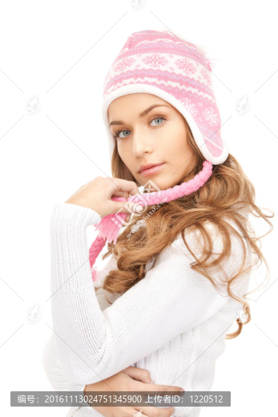 美麗的女人在冬天的帽子