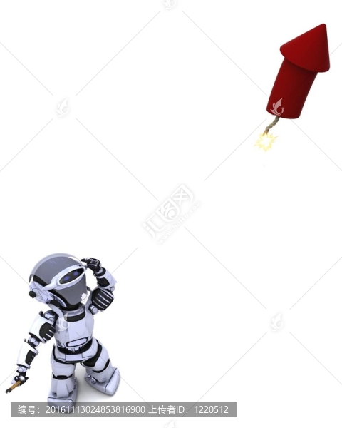 機器人點燃一個煙火