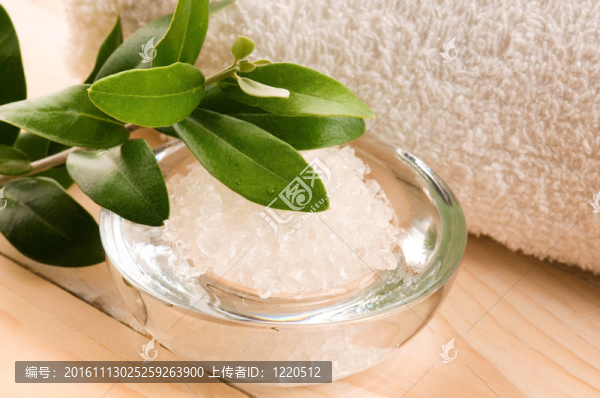 新鮮橄欖枝海鹽。水療和健康