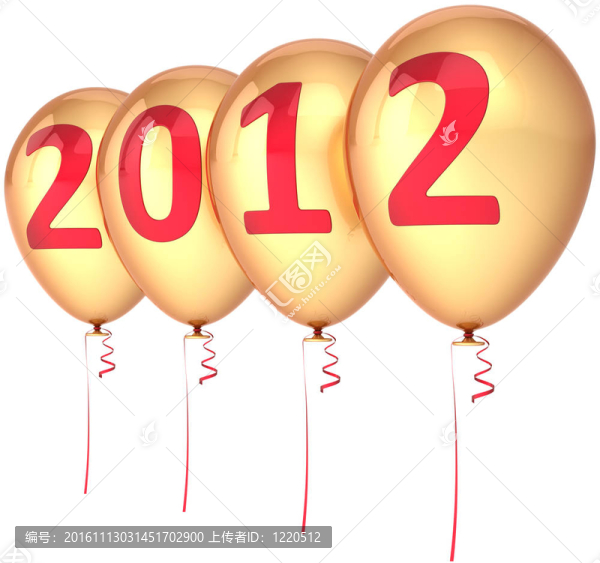 新年快樂2012氣球金色