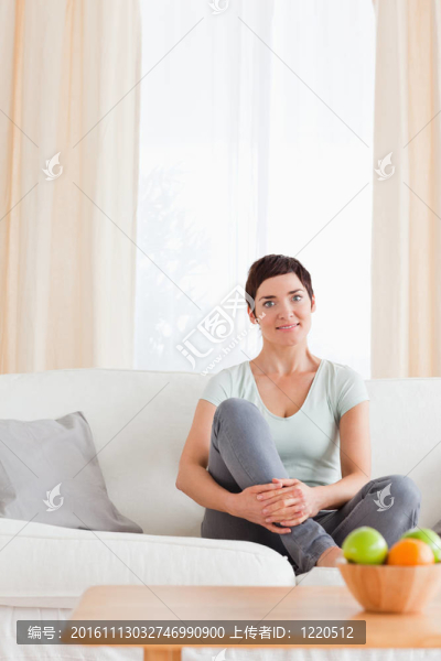 一個(gè)坐在沙發(fā)上的女人的肖像