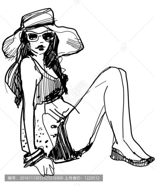 一個(gè)戴眼鏡的女孩的素描