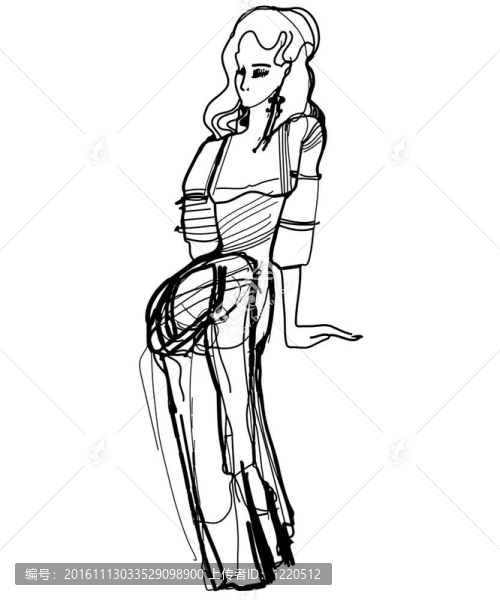 一個坐著的女孩的素描