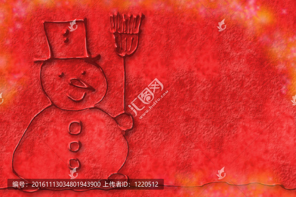紅色圣誕節(jié)背景；兒童藝術雪人