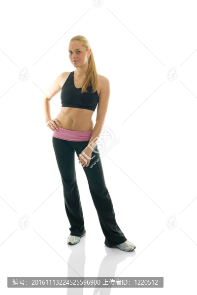性感年輕女子裝健身裝