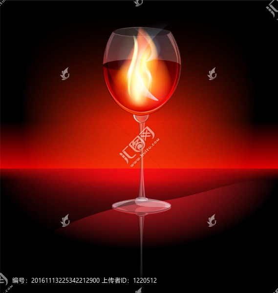 火中的一杯紅葡萄酒