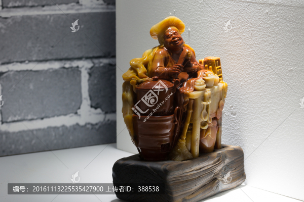 賣包子的北京人石雕擺件