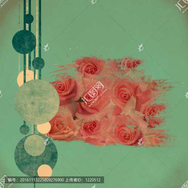 復(fù)古背景與圓；條紋；花