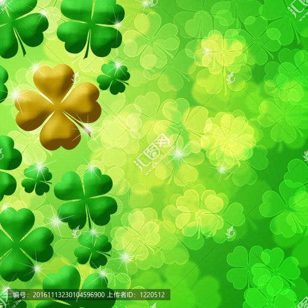 四片葉子的三葉草三葉草葉片的背景虛化