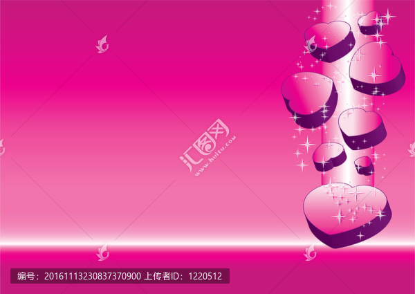 粉紅情人背景與心；插圖