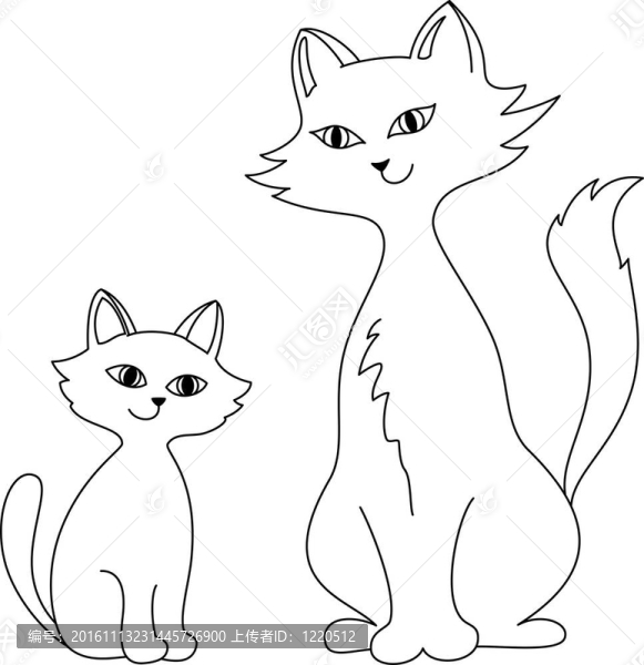 貓與小貓；輪廓