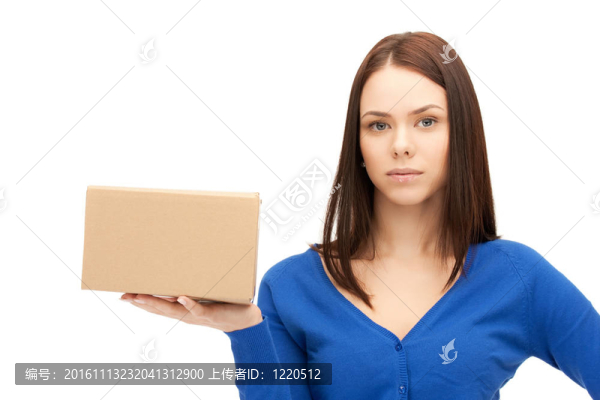 漂亮的女商人紙板箱