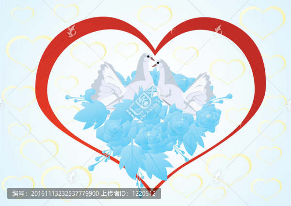 兩個鴿子在一束花