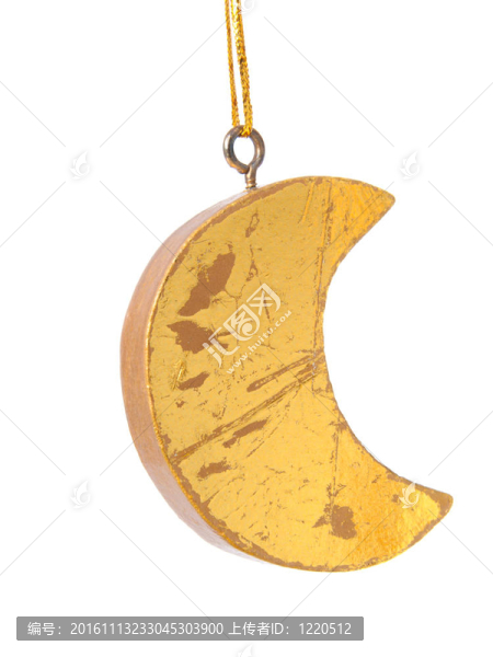 金色的圣誕月亮；白色背景上的孤立