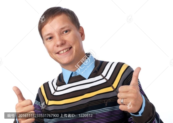 快樂的人展示他的豎起大拇指