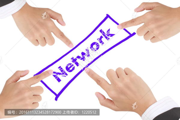 白色背景下的文字網(wǎng)絡(luò)和女性手