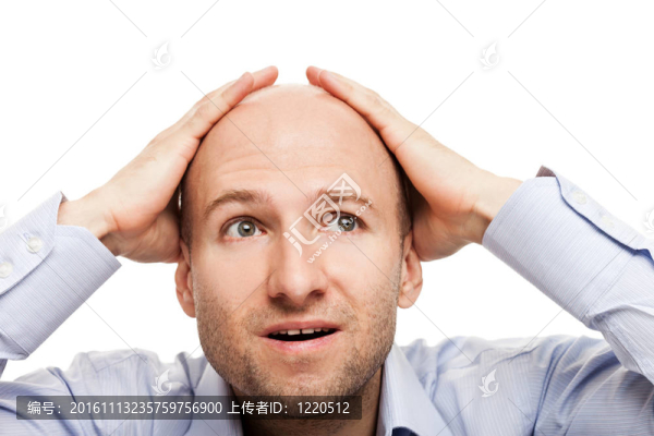 禿頭的男人驚訝或驚訝