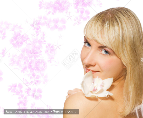 美麗的金發(fā)女孩蘭花