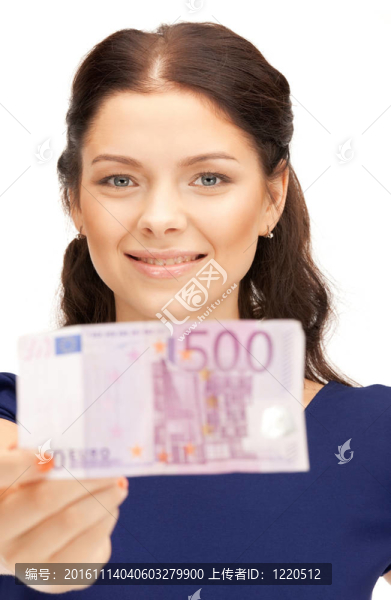 可愛的女人與歐元現(xiàn)金