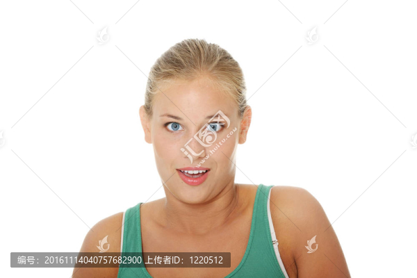迷人的畫像；驚訝；興奮；微笑的少女