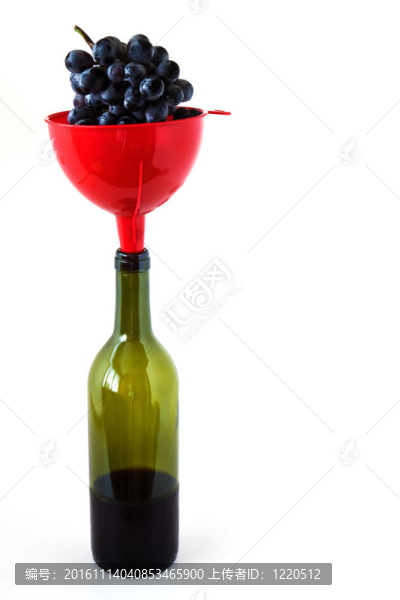 葡萄酒瓶上的葡萄