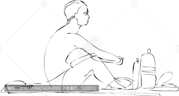 坐在沙灘上的泳褲