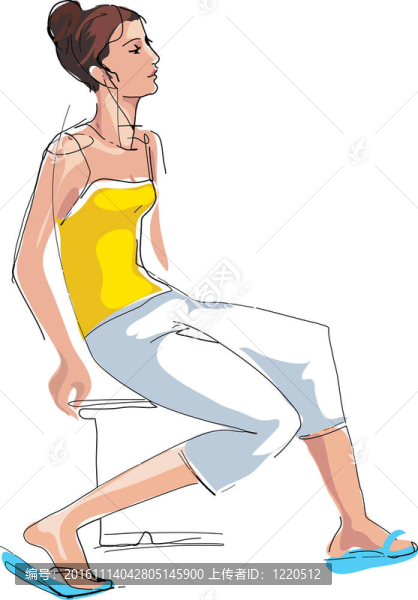 素描女孩坐在椅子上