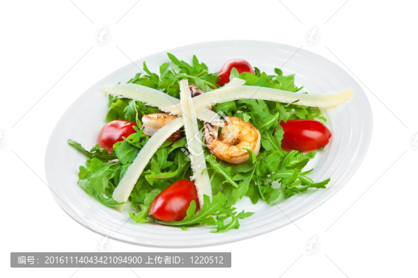 從芝麻菜和蝦仁沙拉