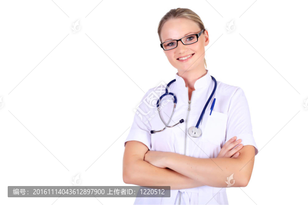 年輕的女醫(yī)生用聽(tīng)診器