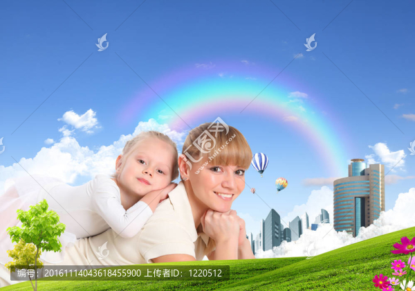 少女綠色自然景觀
