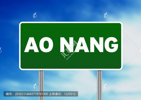 綠色道路標(biāo)志-,Ao,Nang；泰國