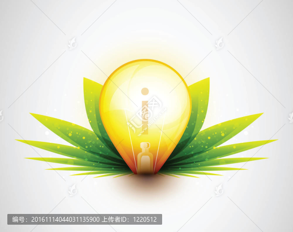 燈泡與綠葉自然概念