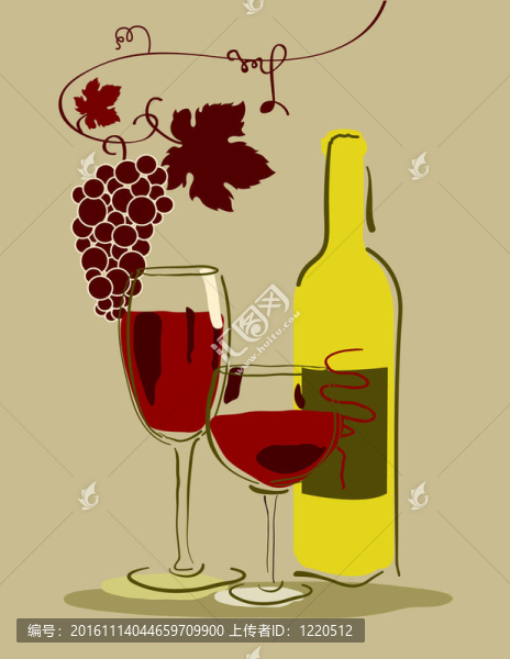 一杯紅葡萄酒和葡萄
