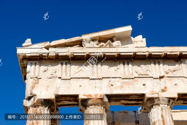 在阿克羅波利斯的Athens神廟的細節(jié)；