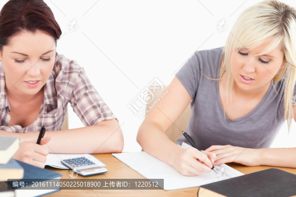 漂亮的學生做家庭作業(yè)
