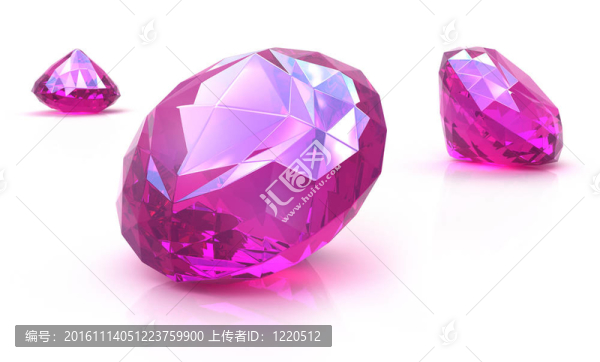 紅寶石的寶石在白色的表面。3d