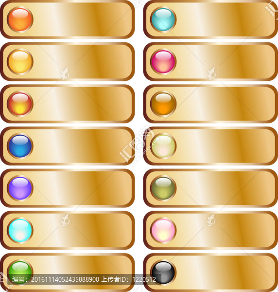 金色按鈕或標(biāo)簽集合