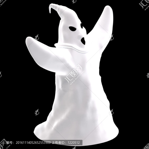 有趣的卡通鬼。3D渲染與剪輯路徑和陰影超過白色
